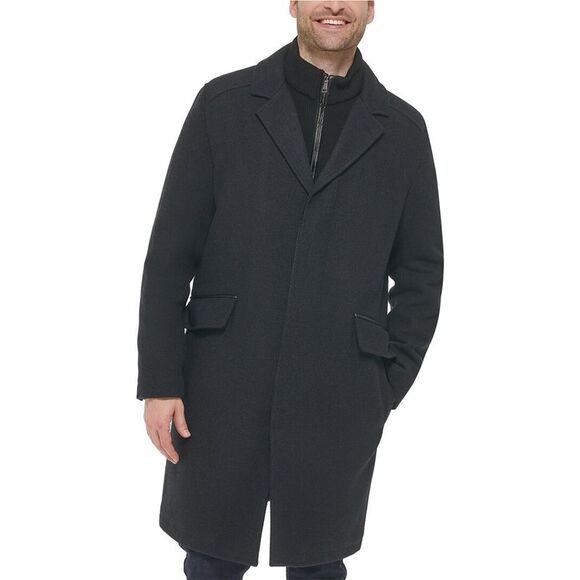 Cole Haan Signature Mens  Wool-Blend Twill Coat, Grey - Picture 1 of 3